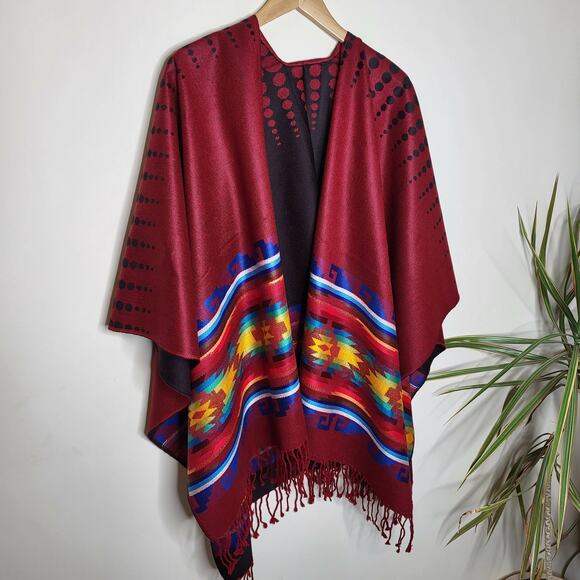 Authentic Alpaca Wool Unisex Ruana Cape Poncho Shawl - Lightweight - Boho - Picture 2 of 9